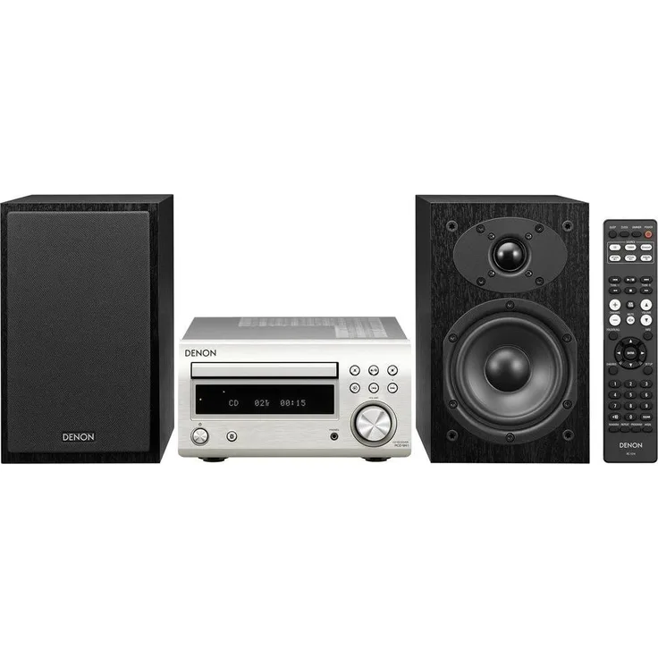 Denon D-M 41 DAB Kompaktes HiFi-System (2 x 30W Ausgangsleistung) Premium-Silber-Schwarz