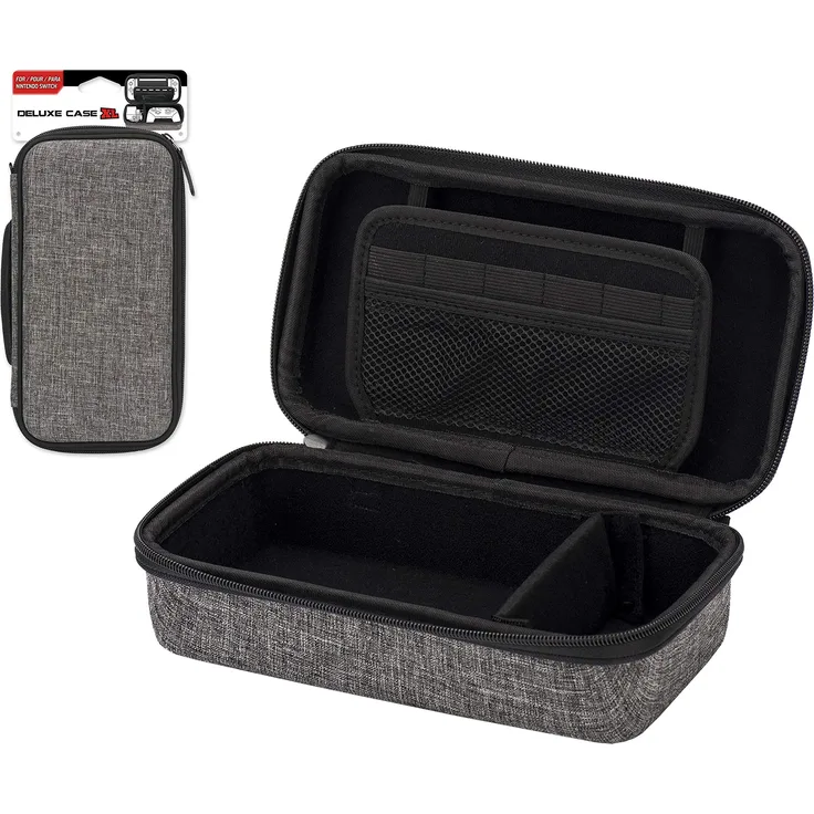 Subsonic - Hartschalen- und stoßfeste XL- Tragetasche Aufbewahrungstasche - EVA Reiseschutz Tasche mit Reißverschluss - Schutzhülle für Nintendo Switch-Konsole und Zubehör - XL Deluxe Grau