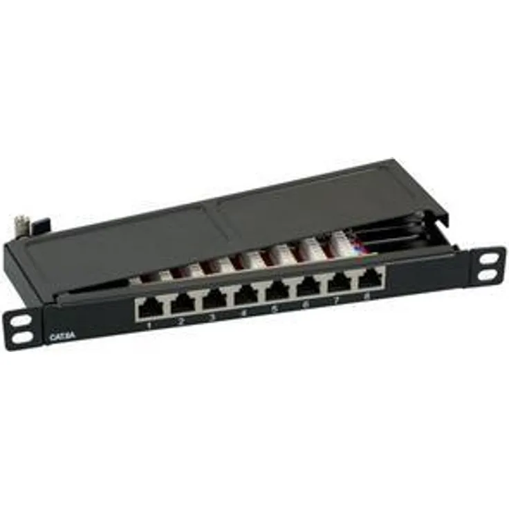 EFB Mini Patchpanel STP 8xRJ45 Cat6A 25,4cm 10Zoll 0,5HE RAL7035 GRAU 10Gbit