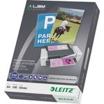 Leitz Heißlaminierfolien, Glänzend, transparent, A4, UDT, Folienstärke 250 mic, 100er Pack, 74840000