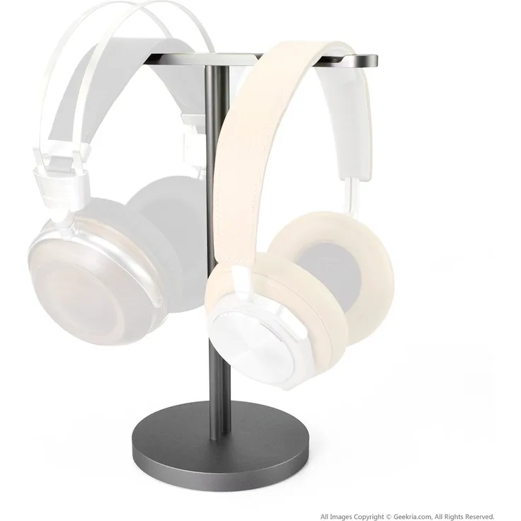 Aluminium Dual Kopfhörer Ständer/Headset Halter/Schreibtisch Display Aufhänger, Bose, Sennheiser, Sony, Beyerdynamic, AKG, ATH, B & O und viele Kopfhörer (Silber)