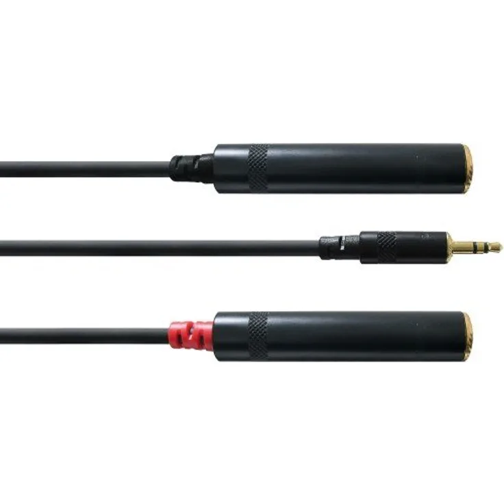 Cordial CFY 0,3 WGG Y-Adapterkabel (Klinke 3,5mm stereo gold-2x Kli.bu. 6,3mm mono gold, Länge 0,3m)