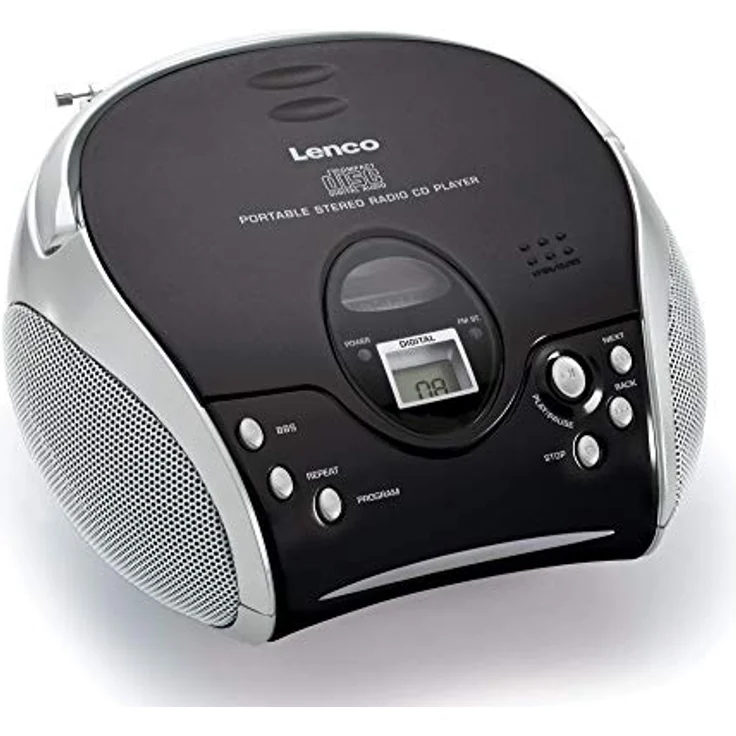 Lenco SCD24 - CD-Player für Kinder - CD-Radio - Stereoanlage - Boombox - UKW Radiotuner - Titel Speicher - 2 x 1,5 W RMS-Leistung - Netz- und Batteriebetrieb - Silber – Bild 1
