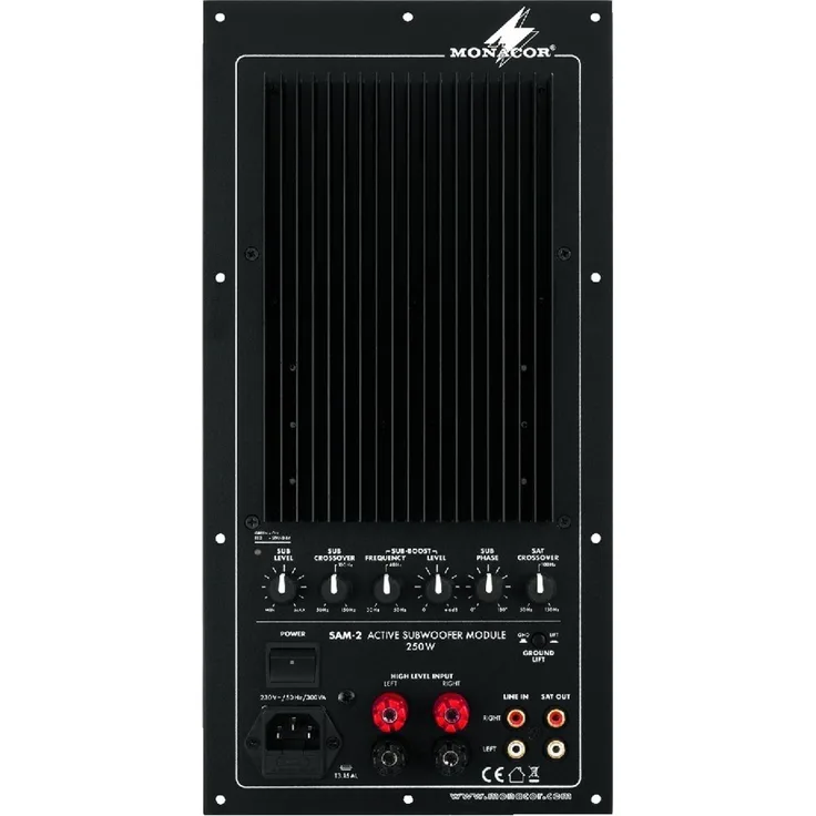 Monacor SAM-2 Subwoofer-Aktiv-Modul, 200 W Nennleistung, schwarz Subwoofer - 125 Watt - schwarz
