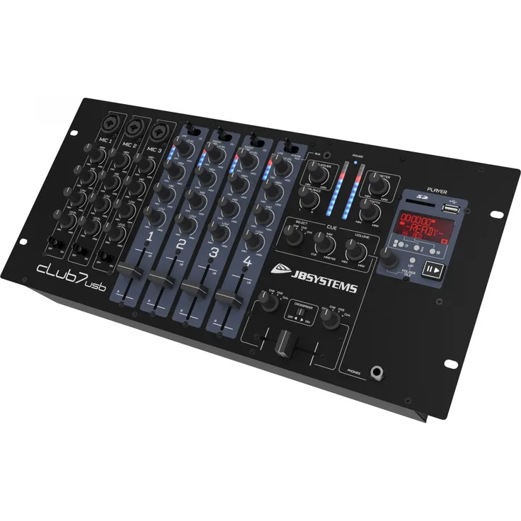 JB Systems CLUB7-USB 7-Kanal Mischpult mit integriertem Mediaplayer für USB-Stick oder SD-Karte