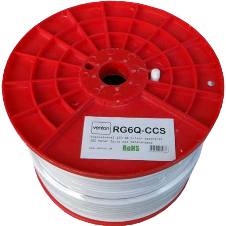 Venton Koaxial Sat Kabel RG6Q-CCS 120dB 4-fach geschirmt High Quality 500m