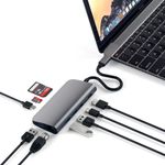 Satechi Typ C Multimedia Adapter mit 4K HDMI, Mini-DisplayPort, USB-C PD, Gigabit Ethernet, USB 3.0 und MikroSD/SD-Kartensteckplätzen aus Aluminium für 2016/2017 MacBook Pro and 2015/2016/2017 MacBook (Space Grau)