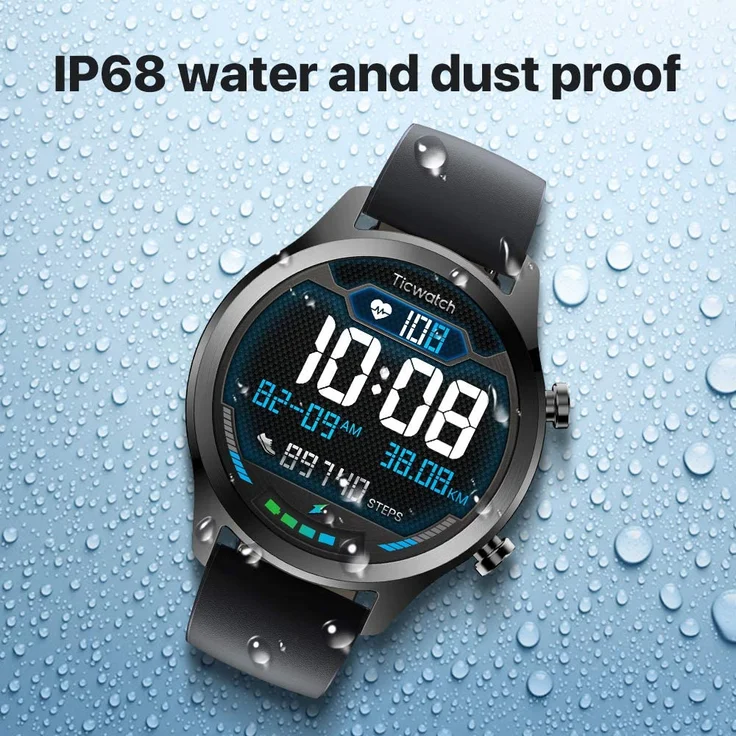 Mobvoi TicWatch C2+ GPS, Unisex, 42,8mm, Edelstahlgehäuse, Lederarmband, Schwarz – Bild 4
