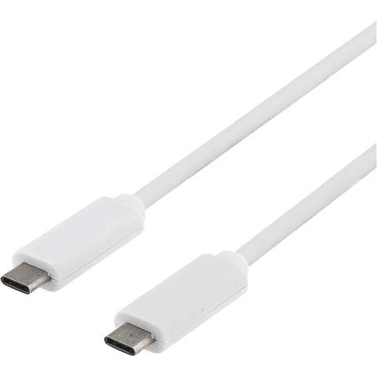 DELTACO USBC-1059M - USB Kabel (1 m, USB C, USB C, 3.1 (3.1 Gen 1), 5000 Mbit/s, Weiß)