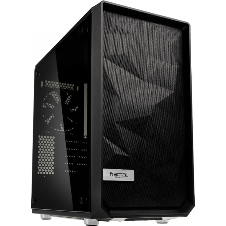 Fractal Design Meshify C Mini Blackout TG Dark Tint, PC Gehäuse (Micro-ATX Tower mit Seitenteil aus gehärtetem Glas) Case Modding für (High End) Gaming PC, schwarz