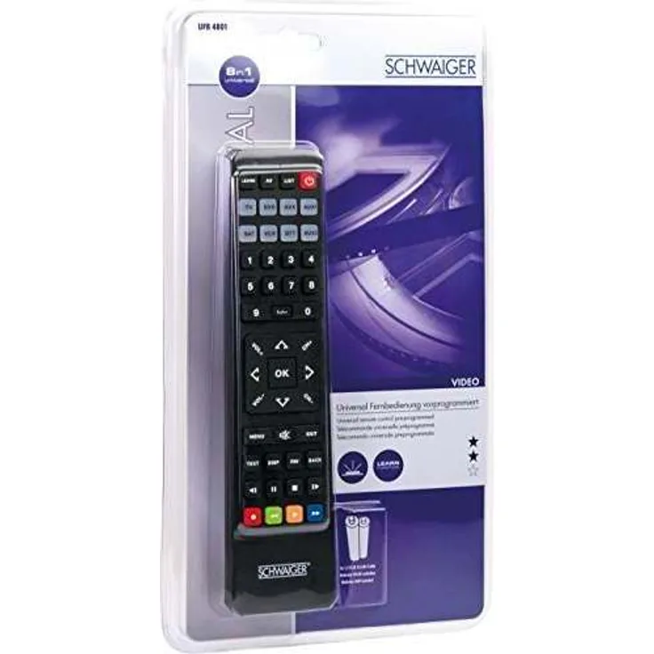 Schwaiger UFB4801031 8-in-1 vorprogrammiert Universal Fernbedienung schwarz