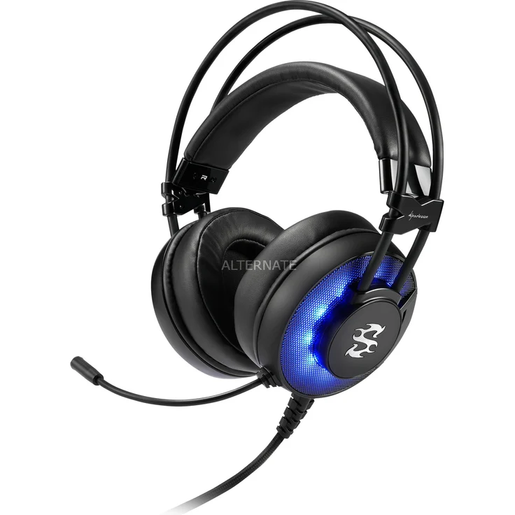 Sharkoon Skiller SGH2 Stereo Gaming Headset (für USB, PC, PS4, 50-mm-Lautsprecher, Extra-Große Ohrpolster, Blaue LED-Beleuchtung, Gefederte Kopfbandaufhängung) schwarz – Bild 1