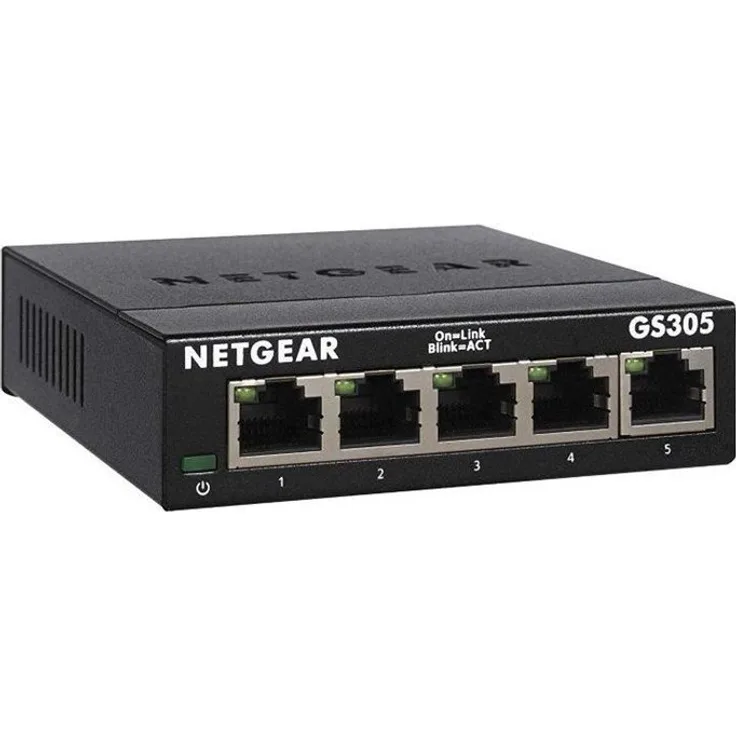NETGEAR GS305 Switch 5 Port Gigabit Ethernet LAN Switch (Netzwerk Switch für Desktop, Plug-and-Play LAN Verteiler, energieffizienter Hub, LAN Splitter lüfterlos, robustes Metallgehäuse)