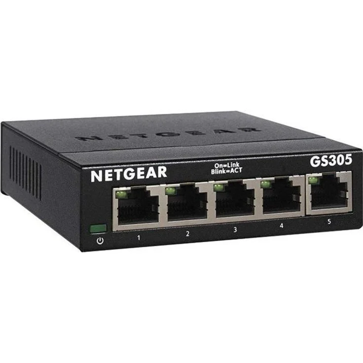 NETGEAR GS305 Switch 5 Port Gigabit Ethernet LAN Switch (Netzwerk Switch für Desktop, Plug-and-Play LAN Verteiler, energieffizienter Hub, LAN Splitter lüfterlos, robustes Metallgehäuse) – Bild 1