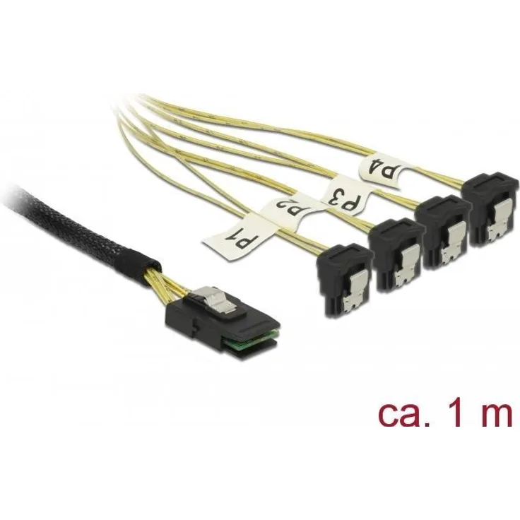 DeLOCK - SATA- / SAS-Kabel - SAS 6Gbit/s - Mini SAS (SFF-8087) (S) bis SATA (R) gewinkelt - 1 m (85687)