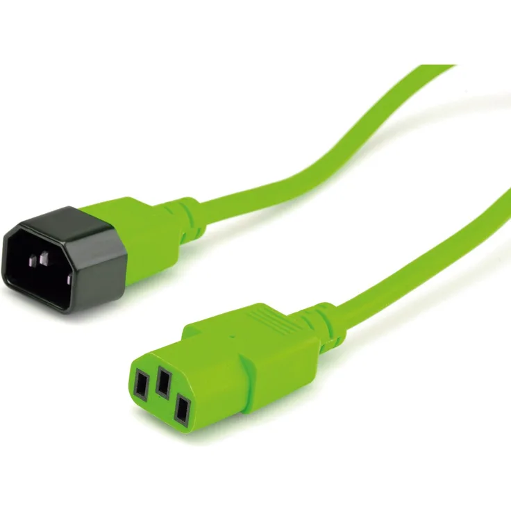 ROLINE Stromkabel mit Kaltegerätstecker und Kaltgerätebuchse I IEC320 Kabel C14 Stecker - C 13 Buchse I Grün, 1,8 m
