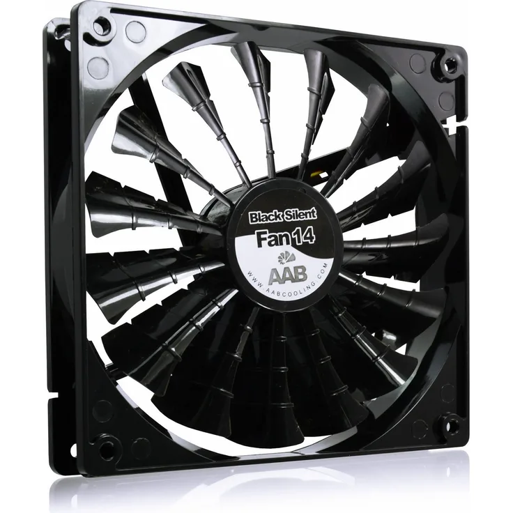 AAB Cooling Black Silent Fan 14 - 140mm leise und effizient Gehäuselüfter mit 4 Anti-Vibrations-Pads und 15 Lüfterflügel