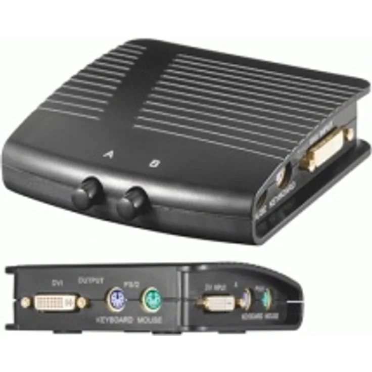 Wentronic AVS 28 B 2-Fach Manuelle DVI-KVM Umschaltbox schwarz