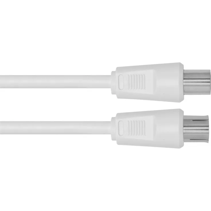 Axing BAK 150-80 BK-Anschlusskabel Class A Koaxialkabel mit IEC-Stecker und Buchse für Kabelfernsehen 1,5 m weiß