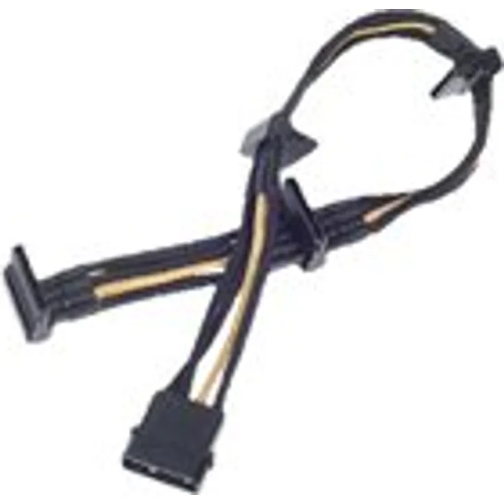 SilverStone SST-PP07-BTSBG - Netzteilverlängerungskabel 30cm Molex auf 4x SATA, schwarz-gold