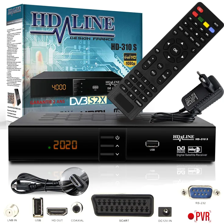 HD-LINE HDMI Receiver Satellit HD Digitaler Satelliten Receiver HDMI DVB S2 Receiver für Sat HD HDMI Sat Receiver HDMI HD Receiver Sat Digital für Satelliten Resiver für TV DVB-S, Mit PVR Schwarz