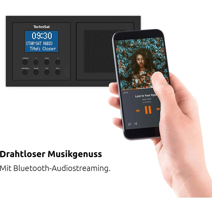 TechniSat DIGITRADIO UP 1 Unterputz-Radio mit Bluetooth, LCD-Display, spritzwassergeschützt, Wecker, schwarz – Bild 5