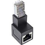 InLine RJ45 Adapter Cat.6A, RJ45 Stecker / Buchse, 90° nach unten gewinkelt (69991B)