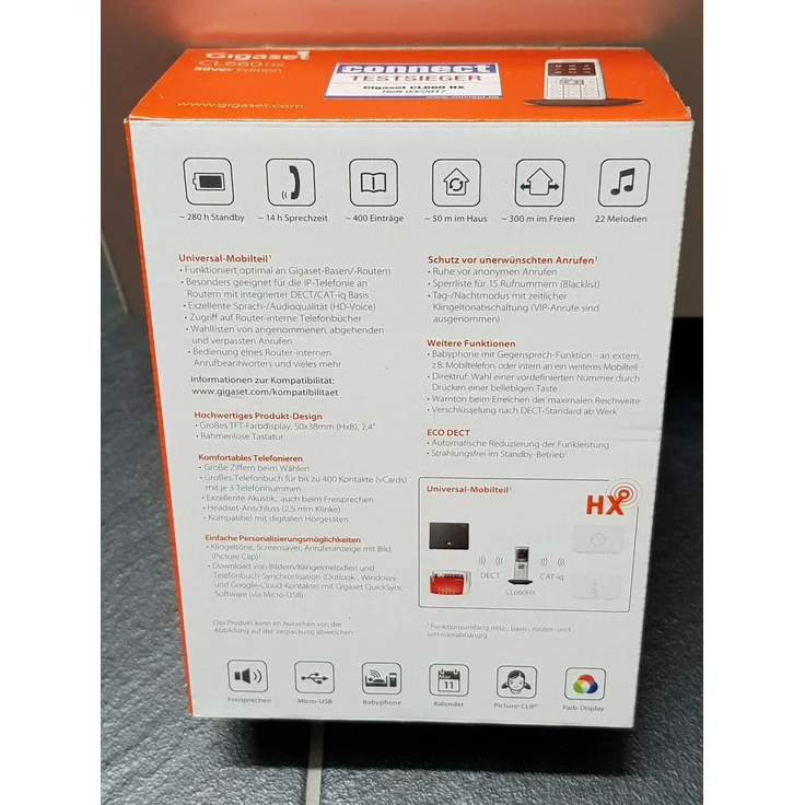 Gigaset CL660HX Universal-Mobilteil, Ladeschale, Steckernetzteil, VoIP-Telefon, silber – Bild 3