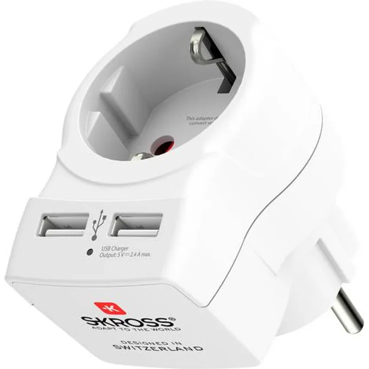 Skross 1500282 Zwischensteckdose mit USB Weiß