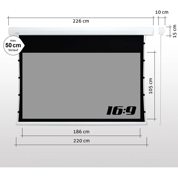 ESMART Expert XTR Tageslicht Tension Leinwand GRAU 186 x 105 cm (84'') 16:9 – Bild 3
