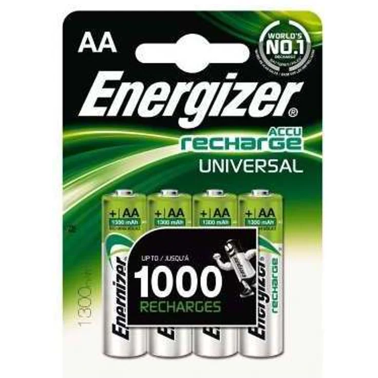 Energizer AA Akkus, Recharge Universal Akku, 4 wiederaufladbare Batterien AA