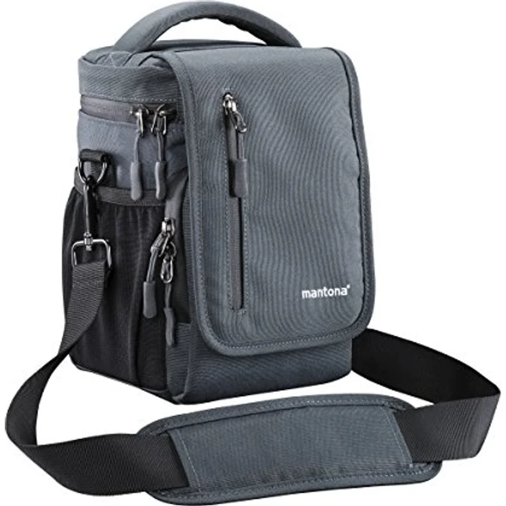 Mantona Drohnentasche (Außenmaße 175 x 230 x 140 mm, Innenmaße 150 x 210 x 95 mm, inkl. Schulter und Hüftgurt, geeignet für DJI Mavic Pro, Mavic Pro Platinum, Mavic Air) grau