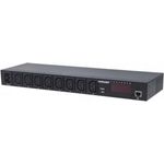Intellinet 19'' 8-fach IP-Steckdosenleiste Smart PDU mit C13-Kaltgerätesteckdosen Kontrolliert Strom sowie Temperatur und Luftfeuchtigkeit C20-Stromeingang HE schwarz 163682