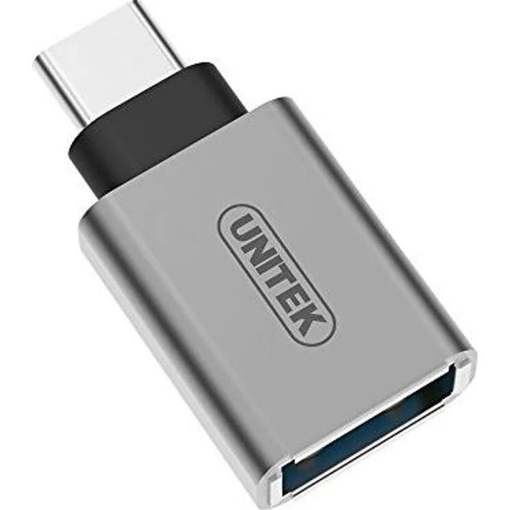 UNITEK Adapter von USB Type A auf USB Type C-Hot Swap und Plug & Play-Konverter aus Aluminium, Grau-für Apple, PC, Notebook, Samsung Galaxy, Huawei, Xiaomi-Y-A025CGY