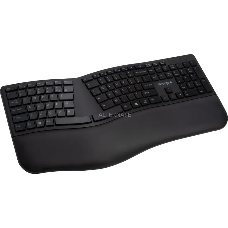 Kensington Pro Fit Ergo Wireless Keyboard - Tastatur - kabellos - 2.4 GHz, Bluetooth 4.0 - Deutsch QWERTZ - Schwarz (K75401DE)