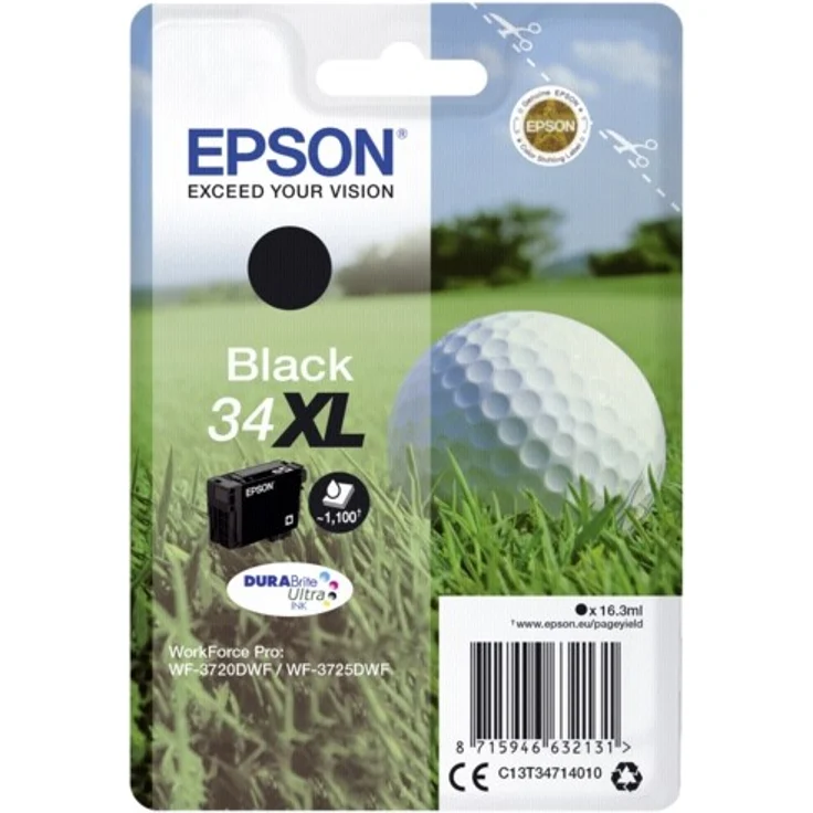 Epson Original 34XL Tinte Golfball (WF-3720DWF WF-3725DWF) schwarz – Bild 1