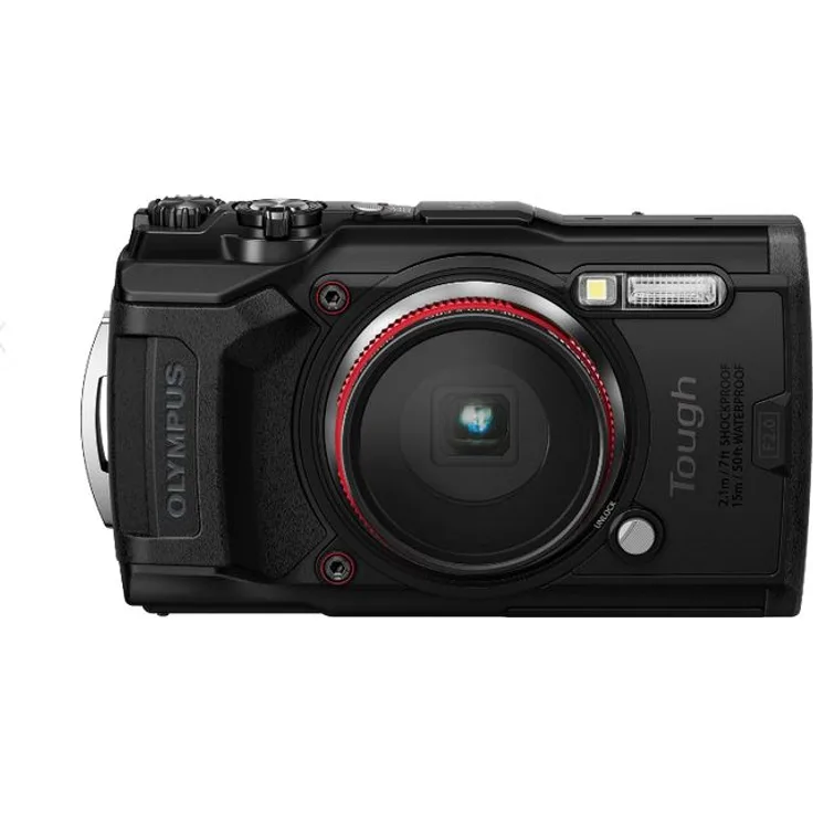 Olympus Tough TG-6 Actionkamera, 12 Megapixel Sensor, digitale Bildstabilisierung, 4x-Weitwinkel-Zoom, 4k-Video, 120fps, Wi-Fi, schwarz