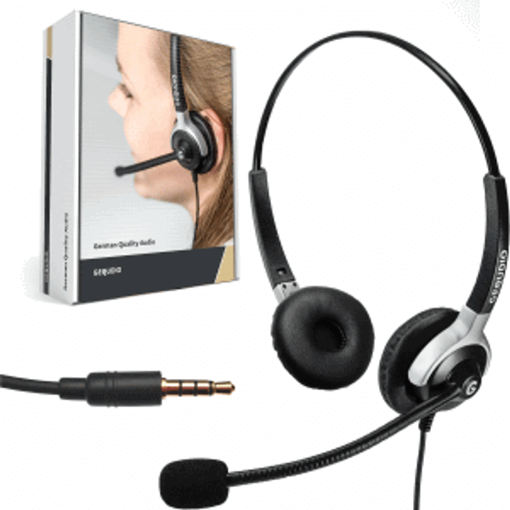 Gequdio Headset Binaural 3,5mm Klinke kompatibel für Smartphones-Table