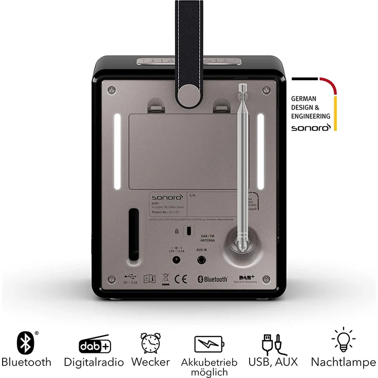 Sonoro EASY Tragbares Radio mit Bluetooth, Beleuchtung, LCD-Display, schwarz – Bild 2