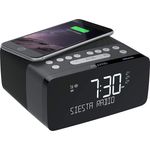 Pure Siesta Charge Radiowecker mit Ladepad (Digitalradio mit DAB-DAB+ Digital- und UKW-Radiowecker, Bluetooth, USB, AUX, drahtlose Handy-Ladestation, 40 Senderspeicherplätze), Graphite