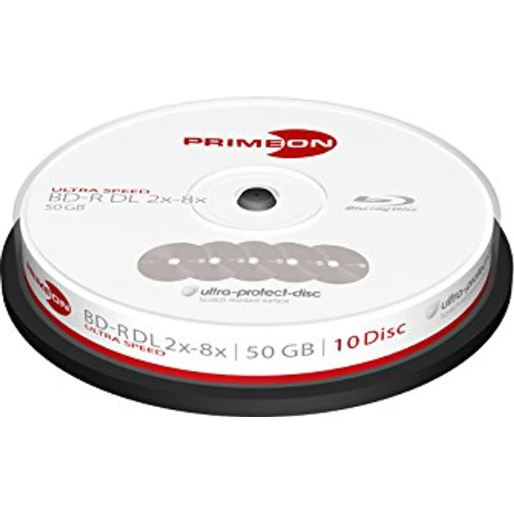 PRIMEON BD-R DL 50GB-2-8x Cakebox (10 Disc), ultra-protect-disc Surface - Preisvergleich – Bild 1