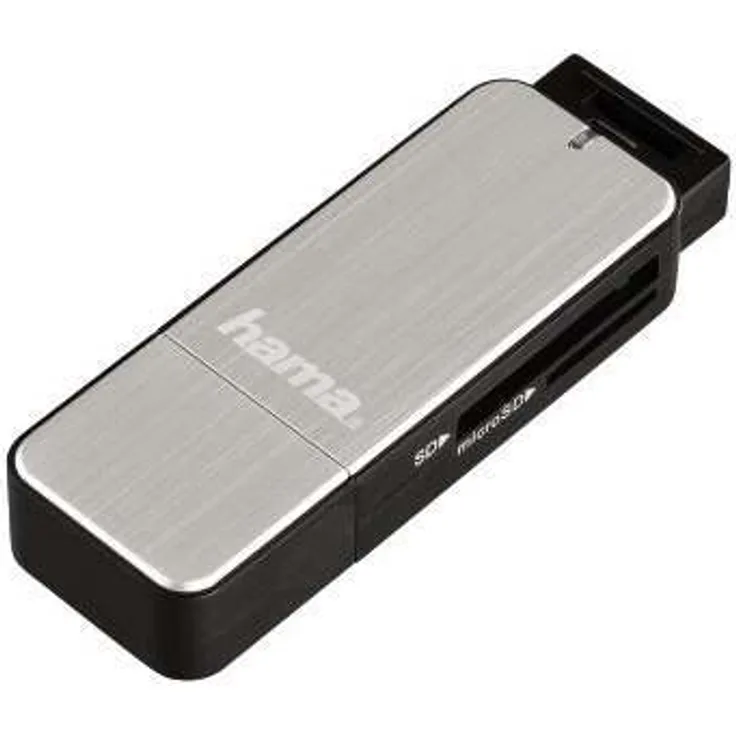 Hama USB 3.0 Kartenleser mit Aluminiumgehäuse (SD, SDHC, SDXC, microSD-microSDHC-microSDXC, Kartenlesegerät) silber