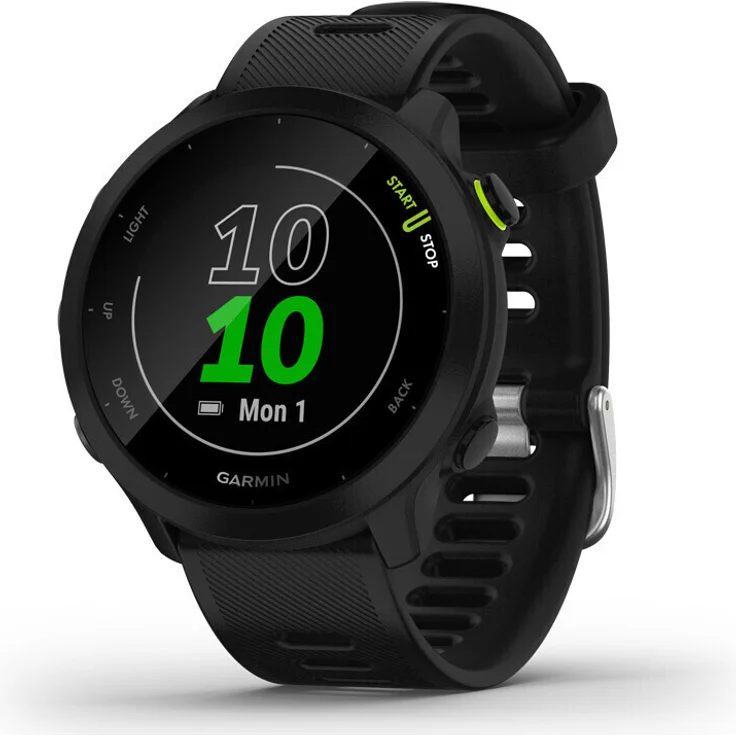 Garmin Forerunner 55 Smartwatch GPS, Unisex, 42mm, Silikonarmband, Schwarz – Bild 1
