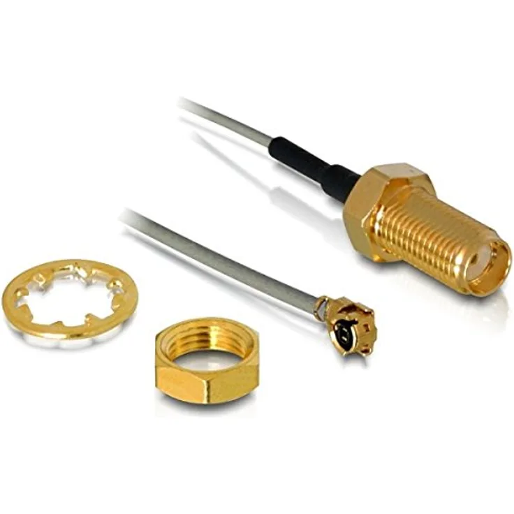 Delock Antennenkabel SMA Buchse zum Einbau, MHF-U.FL kompatibler Stecker, 200 mm