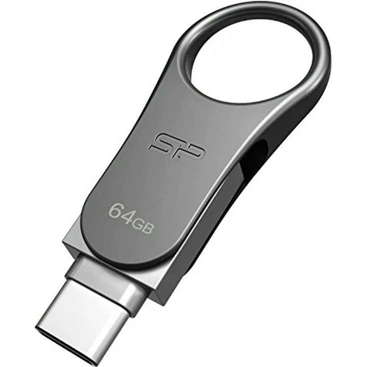 Silicon Power 64 GB Mobile C80 Dual Speicherstick für der U89 Mobile Geräte bereit  Titan-Zink