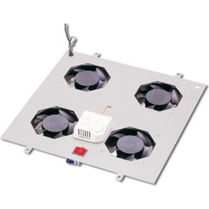 DIGITUS Dachlüftereinheit für Netzwerkschrank (Dynamic Basic - Unique) & Serverschrank (Dynamic Basic), 4x Lüfter, Thermostat, Grau (RAL 7035)
