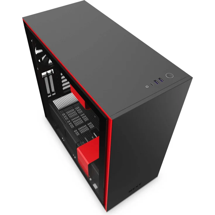 NZXT H710i - ATX-Mid-Tower-Gehäuse für Gaming-PCs - Front USB-C Port - Tempered Glass-Seitenfenster mit Schnellspanner - Vertikale GPU Montage möglich - Für Wasserkühlung nutzbar - Schwarz-Rot – Bild 5