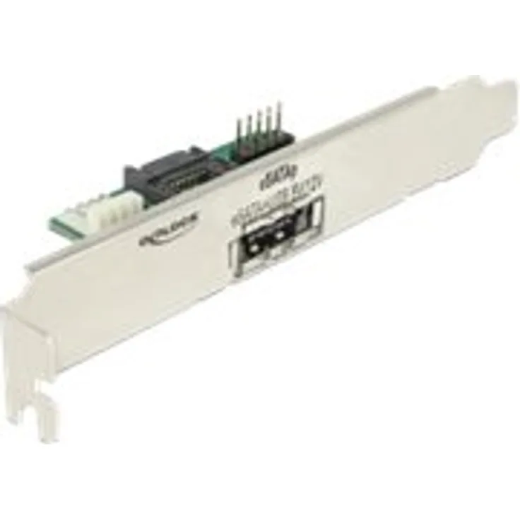 DeLOCK Slot bracket 1 x eSATApd 5 V / 12 V - SATA-Blende, intern/extern - 4-Pin-Mini-Stromversorgungsstecker, SATA, 9-poliger USB-Header bis 11-poliger USB/eSATA (5/12V) (63921)