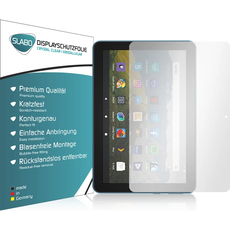 Slabo 2x Displayschutzfolie für Amazon Fire HD 8-Tablet 10. Generation (2020) | Amazon Fire HD 8 Plus-Tablet 10. Generation (2020) KLAR ''Crystal Clear'' Displayfolie Schutzfolie Folie