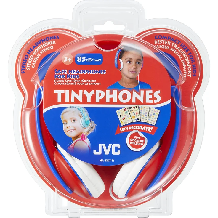 JVC HA-KD7-R-E On-Ear-Kopfhörer, geeignet für Kinder, rot, blau – Bild 2
